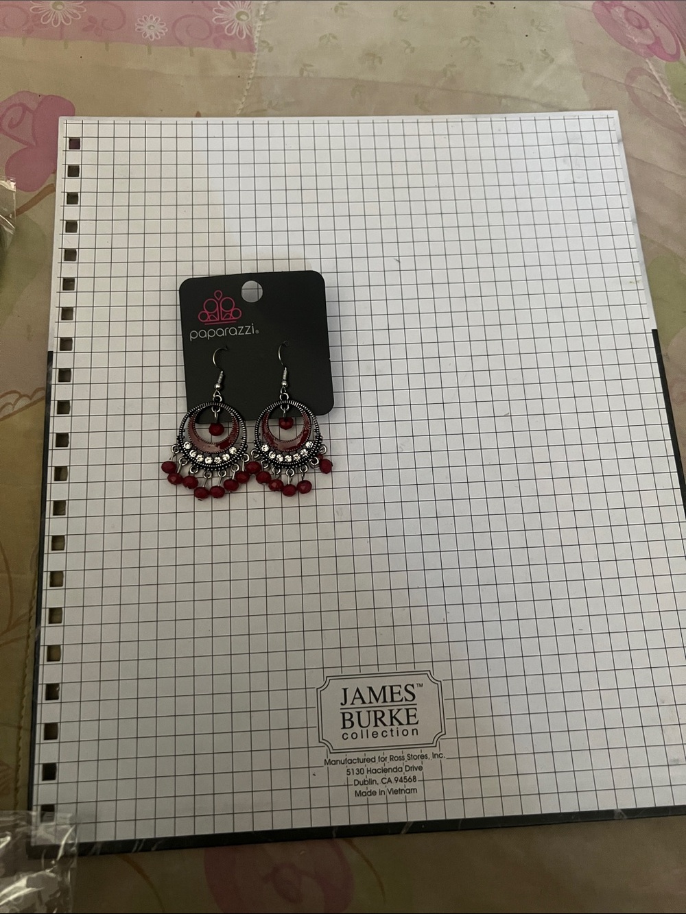 paparazzi Silver and Red Bohemian Hoop Drop Earrings